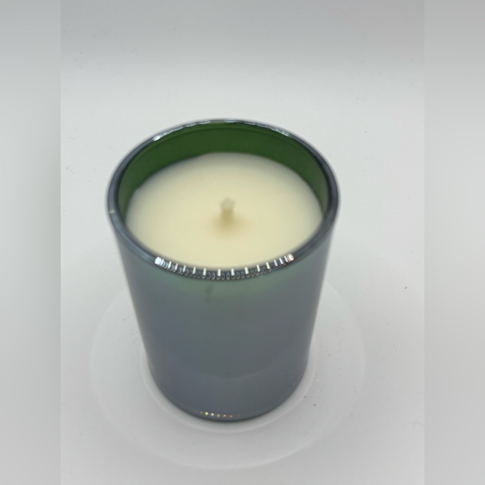Mini Lafco Metallic Silver and Green Candle Holder